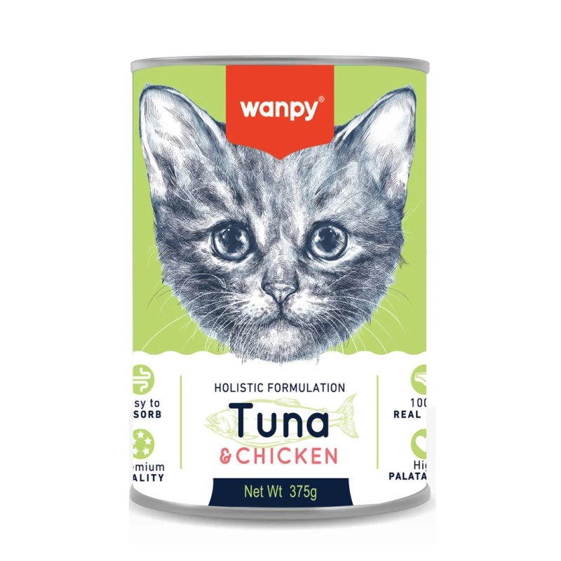 BOITE WANPY PUDDING POULETET THON POUR CHATON 375GR