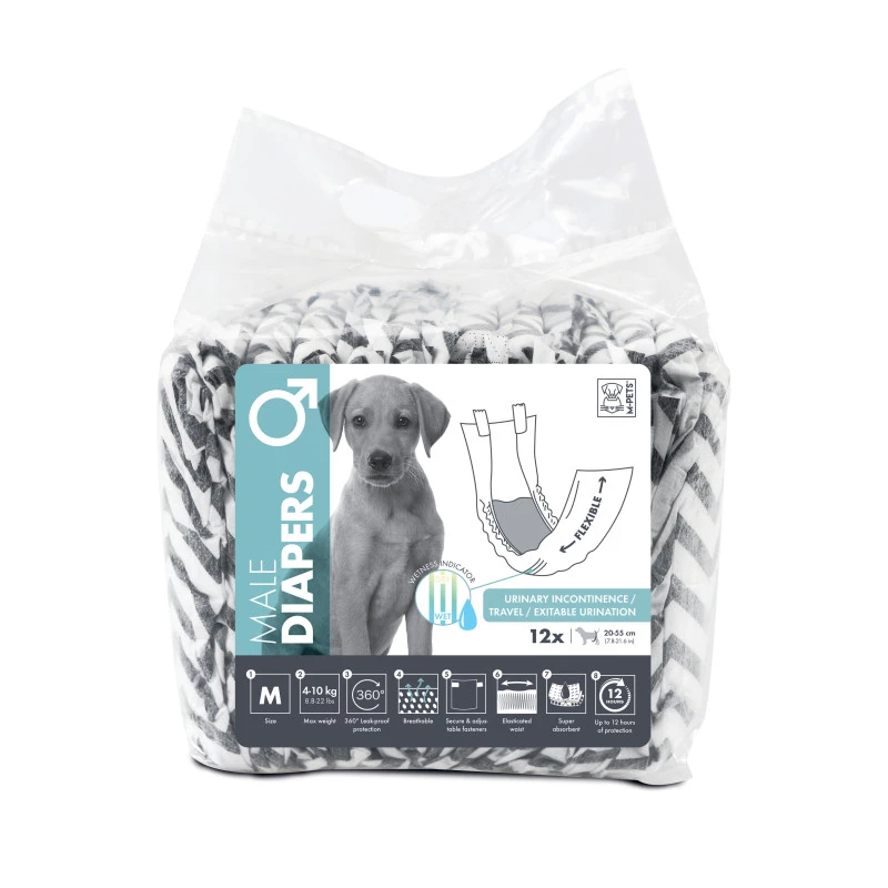 Couches pour chien mâles Taille M - 12 pièces