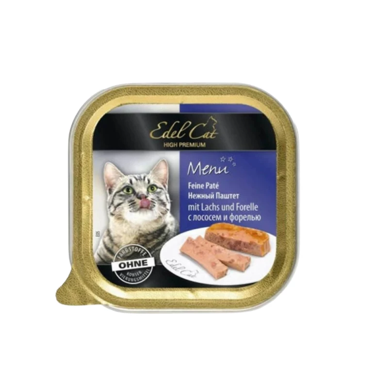BARQUETTE EDEL CAT PATEE SAUMON ET TRUITE 100g