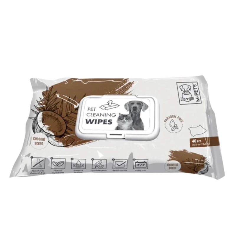 LINGETTES M-PETS NOIX DE COCO - 40pcs